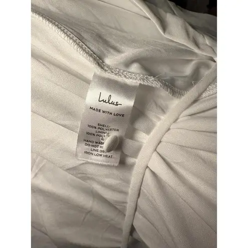 New Lulus Long Sleeve White Wrap Maxi Dress with Button Sleeve Details, Large