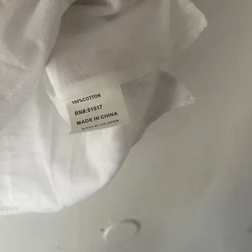 Laffaire Size Large White Cotton Cottage Peasant Boho Embroidered Top