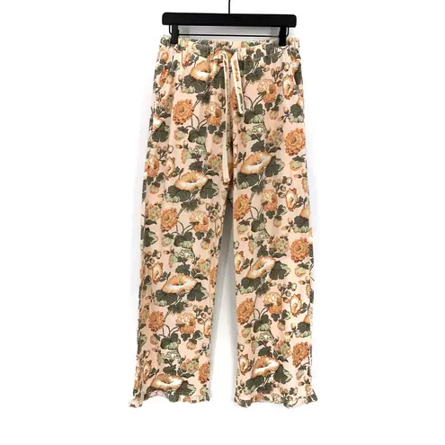 Sundance Flannel Pajama Set Peach Green Florals M