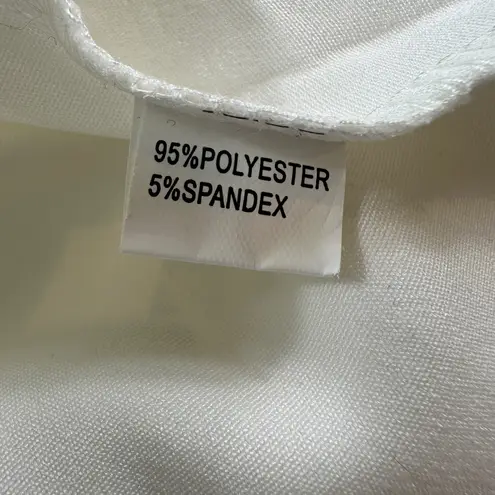 White Sheath Dress Cap Sleeve Back Zipper Pockets Size M Classic Knee Lenght Size M