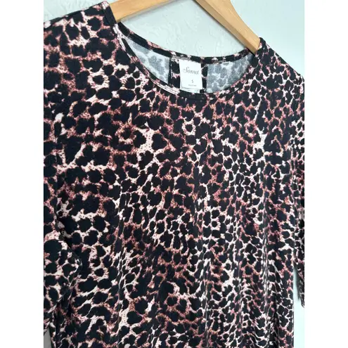 Soma Animal Print Soft Night Shirt Nightie Top 1/2 Sleeve Brown Black Cheetah