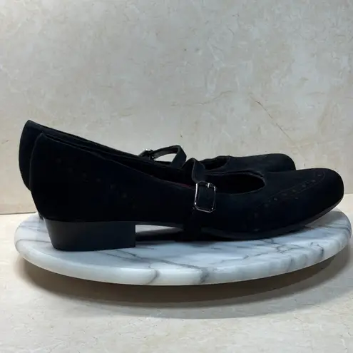 Munro American Whitney Black Suede Leather Mary Jane Block Heel Dress Shoes 8.5M Size 5