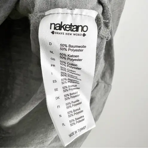 Naketano Heathered Gray Green Cowl Neck Hoodie Top sz Medium