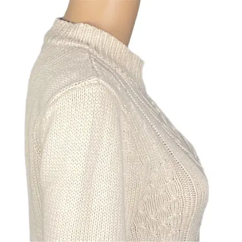 Vivienne Tam ivory Fisherman style, knit sweater w/squared off hem. Small. EUC