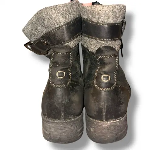 Earth Spirit Madera Black Lace Up Faux Fur Leather Side Zip Boots Sz 10