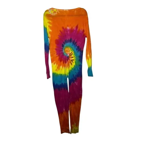 Followme Womens Tie Dye One Piece Pajamas Jumpsuit Sleepwear Footless Size XL Orange