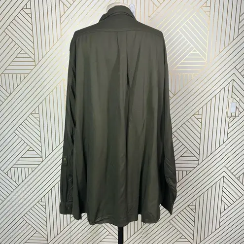 City Chic Thyme Miss Military Shirt Green Size XL / Plus Size 22