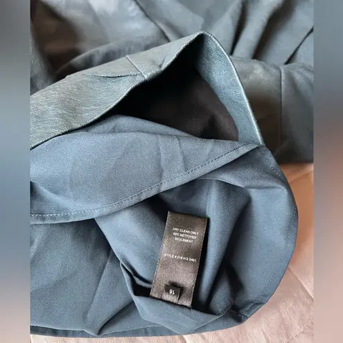 Rebecca Taylor Blue Vegan Leather 3/4 Sleeve Twist Wrap Mini Dress Classy - 16