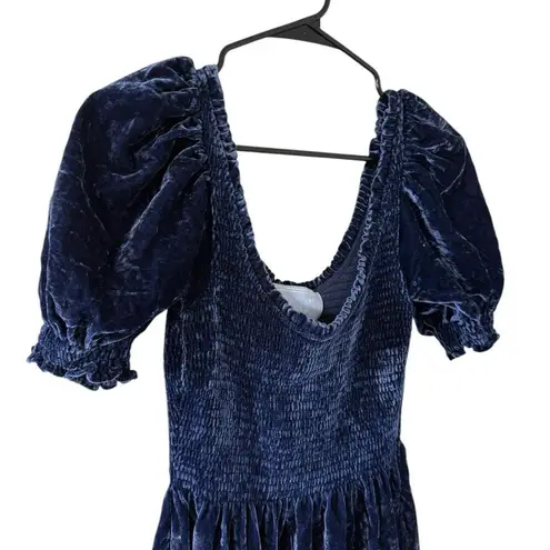 Hill House Louisa Nap Dress Blue Velvet Size XS