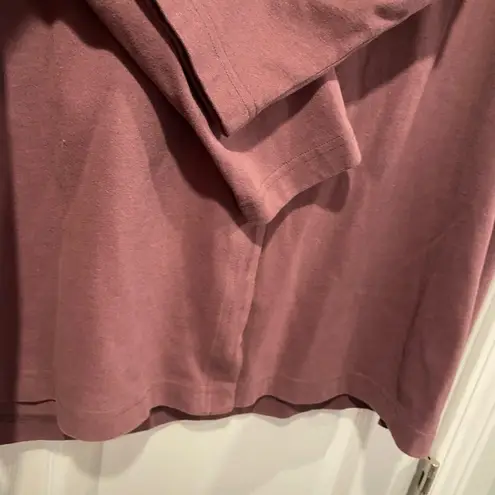 L.L. Bean Size MP Plum V Neck Silver Button Long Sleeve Soft Cotton Cardigan Purple