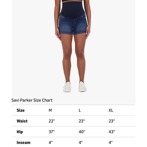 Savi Parker Knit Denim Maternity Shorts Over Belly Size XL New With Tags Blue