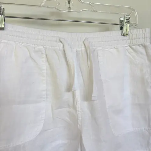 NWT Quince White Linen Mini Shorts Pull On Beach Vacation Elastic Waist Medium