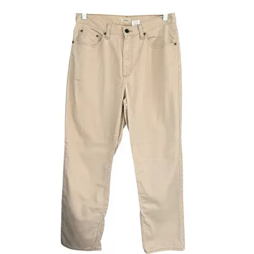 A3 L.L. Bean Womens 12 Reg Relaxed Fit Beige Cotton Jeans Everyday Casual Tan