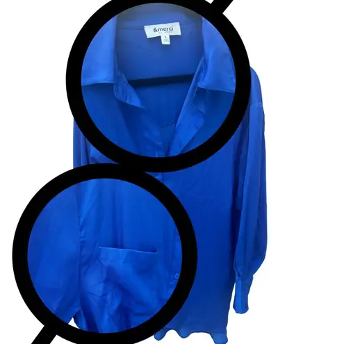 61. En Merci Royal Blue Button Down Blouse Women’s Size L Size L