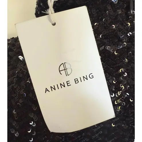 ANINE BING Josephine Black Sequin Top, Small
