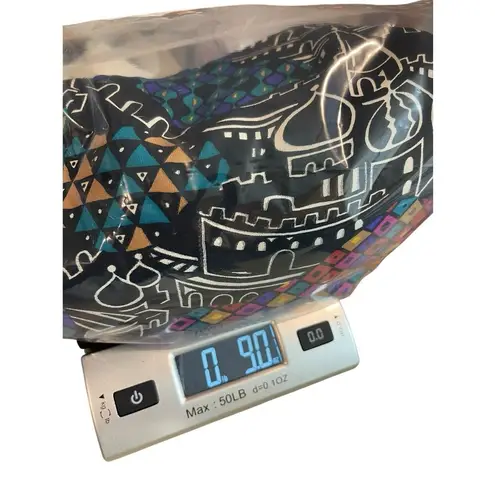 Laura Tanzer 100% Silk Bold Abstract European Cityscape Wide Leg Palazzo Pants L Black Size L