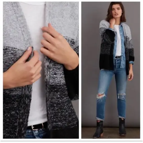 Gentle Fawn Anthropologie  Gray‎ Black Striped Knit Eda Cardigan Size XS