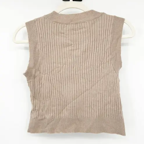 IceBird Womens Minimalist Cozy Ribbed Knit Sweater Vest Knit Tank Top Size S Tan