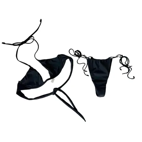 Gooseberry Seaside XS Side Tie Bikini Briefs So Chic Black
