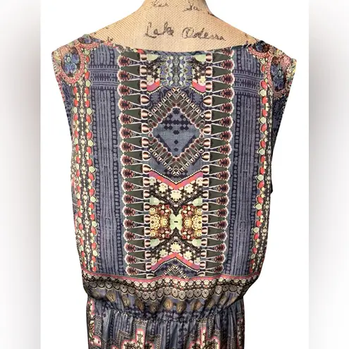 HEMANT & NANDITA Vibrant Boho Patterned Mini Dress Women’s size 1 X Blue