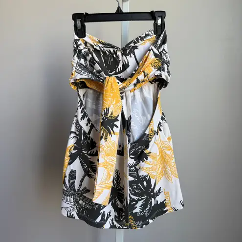 Santa Rainha sz S white yellow strapless vacation top