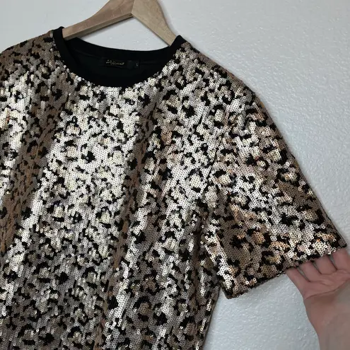 Jaded London leopard sequin short sleeve lined blouse size XL