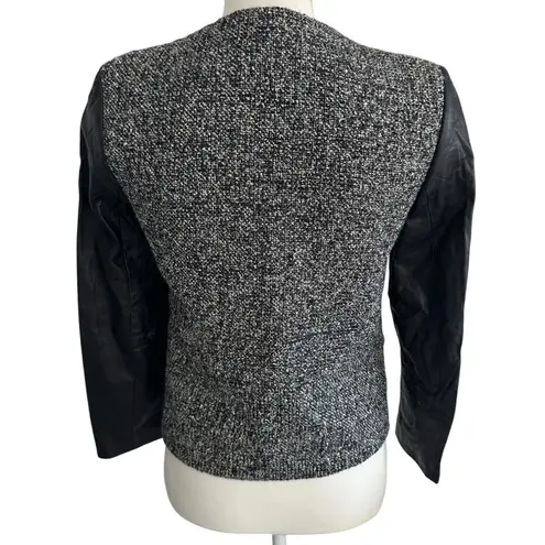 BY MALENE BIRGER Elegant Sway Chium Leather Tweed Blazer Jacket Size 36 US 4 NWT Black