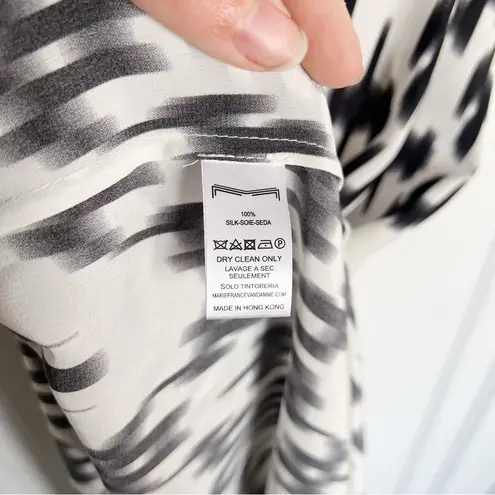 Marie France Van Damme • silk halter maxi dress cream black silk ikat print Size 14