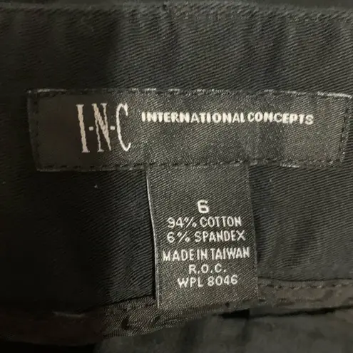 INC black ankle button cropped black pants Size 6 cotton spandex