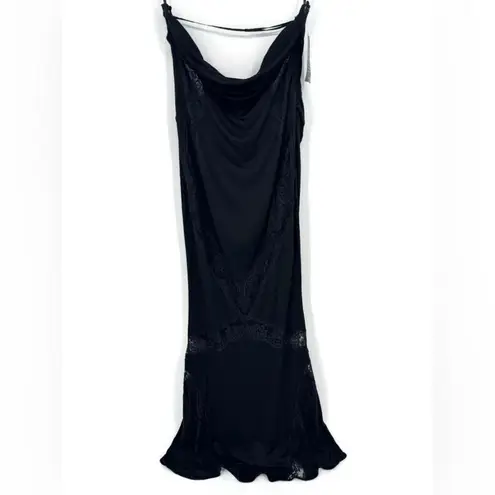 NWT Retrofete Chandler Dress Embroidered Lace Strapless Open Back Maxi Black Lg