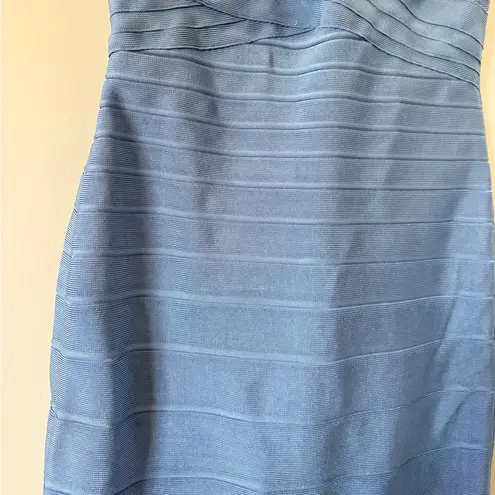 Herve Leger Sweetheart Flare Hem Bandage Dress Blue