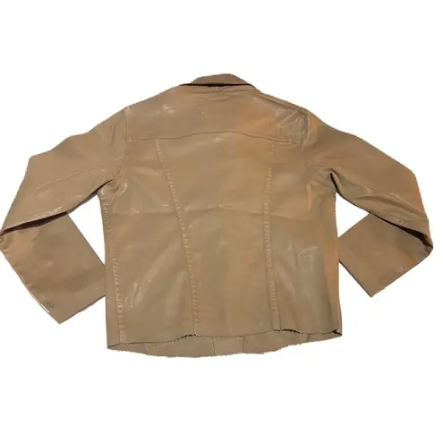 L'Agence L’AGENCE Janelle Cappuccino Coated Jacket Gold Buttons Raw Edge Women Small - Image 5