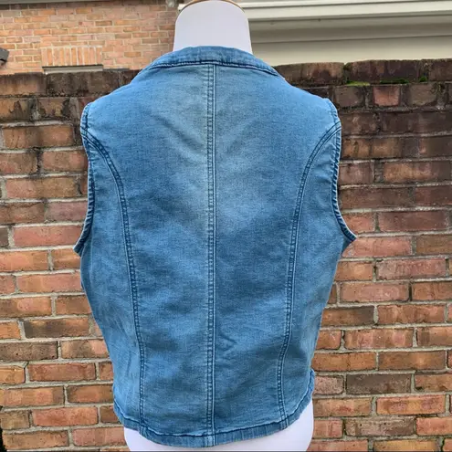 None Faded Denim Fashion Button Vest M/L