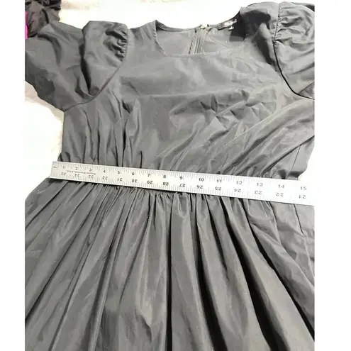 Madewell  Poplin Mini Dress Women's 6 Black Crewneck Bubble-Sleeve Elastic Waist