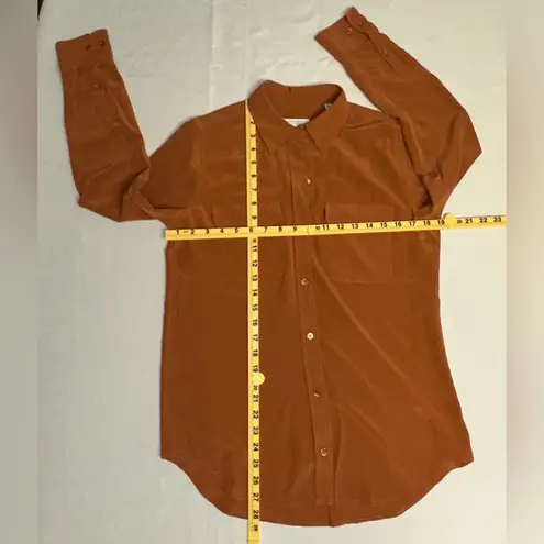 EQUIPMENT FEMME Blouse + Scarf Size S 100% Silk Button Up Collared Burnt Orange