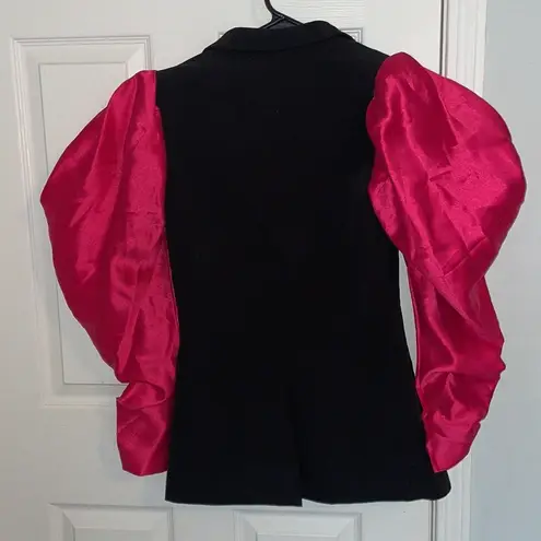TwoTwin Style Blazer with Puffy Sleeves Black