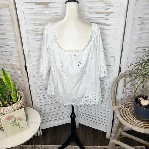 City Chic  Women's PLUS 18 Medium Peekaboo Eyelet Off the Shoulder Top White NWT