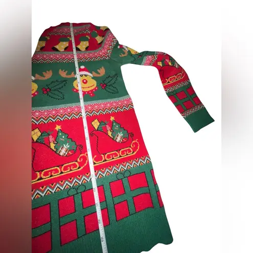 FancyQube crewneck silly Christmas Sweater with Reindeer and Sleighs size XL