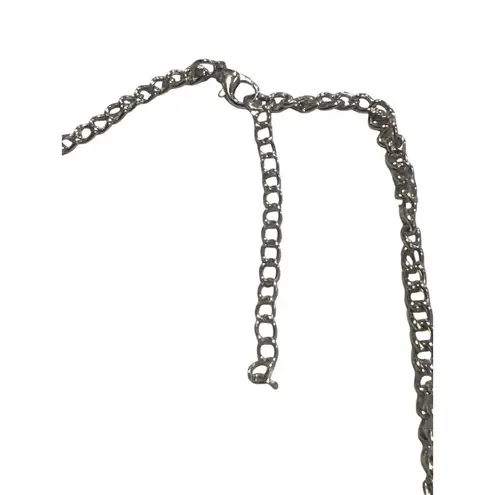 Silver Tone Articulated Faux Pearl Rhinestone Collar Necklace Choker Adj 19"