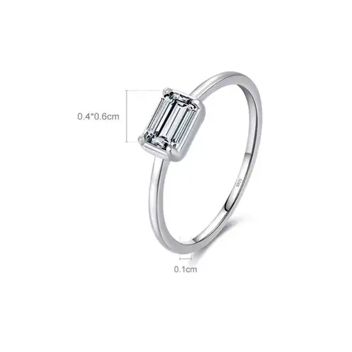 Boutique Emerald Cut Cz Ring | Rhodium Sterling Silver