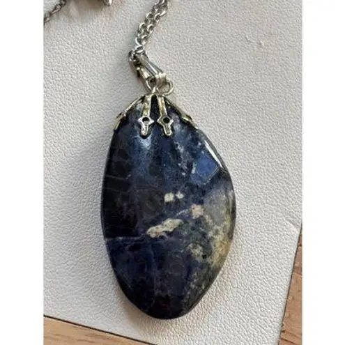 Natural Sodalite Stone Pendant Blue