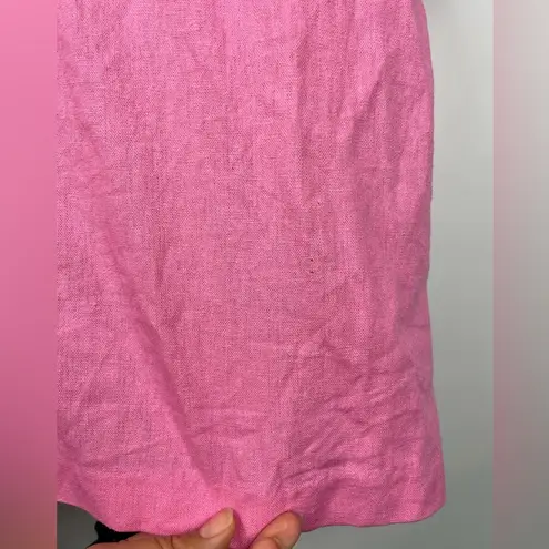 Anna Maxwell Pink Linen Blend Embroidered Floral Short Sleeve Button Up Shirt Size 5X