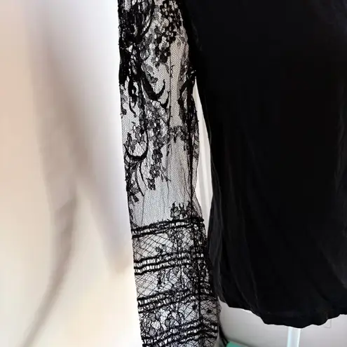 Barbara Bui Silk Lace Sheer Back XS Black Long Sleeve Blouse IT40 Elegant Goth