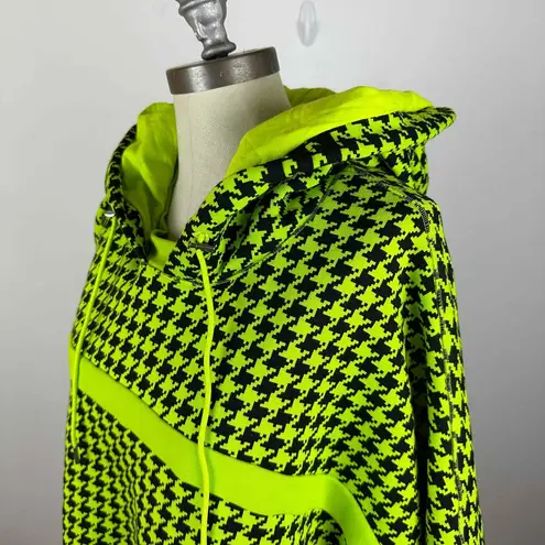 Ivy Park  x Adidas Solar Green Houndstooth Cropped Long Sleeve Hoodie Size Large