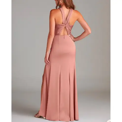 Azazie  Rosette Halter Neck‎ For Flare Maxi Dress Women's A0 Wedding Prom