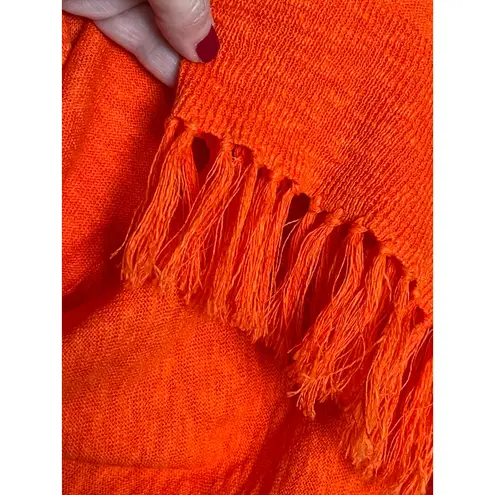 Susan Graver Size Small Salmon Orange Linen Cotton Sweater Open Vest Fringe