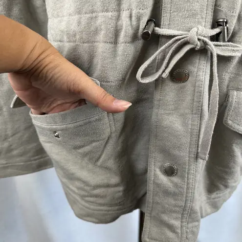 Lauren Ralph Lauren Women XL Hooded Anorak Jacket Gray Drawstring Waist Utility