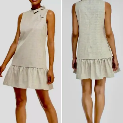 Gal Meets Glam Philippa Bow Neck Femme Plaid Drop Waist Flounce Dress Sz 4🧡