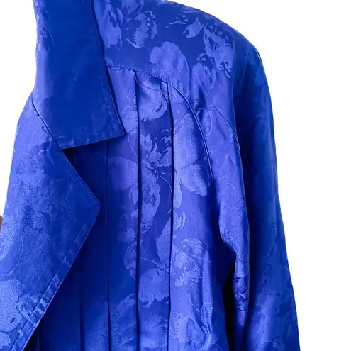 Vintage 100% Silk Butterfly Garden Embossed Print Skirt Suit Set size M 8 🦋 Blue Size M