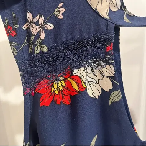 Miami  Women’s Navy Blue Floral Sleeveless Dress Sz Medium